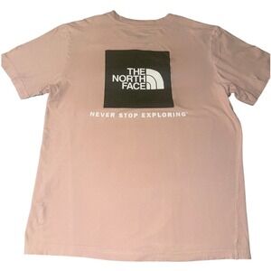 The North Face Mens Pink Red Box Logo Graphic T-Shirt Size Medium Short Sleeve